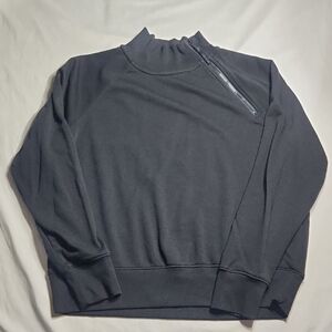 Lou & Grey Asymmetrical Zip Mock Neck Sweatshirt – Size M